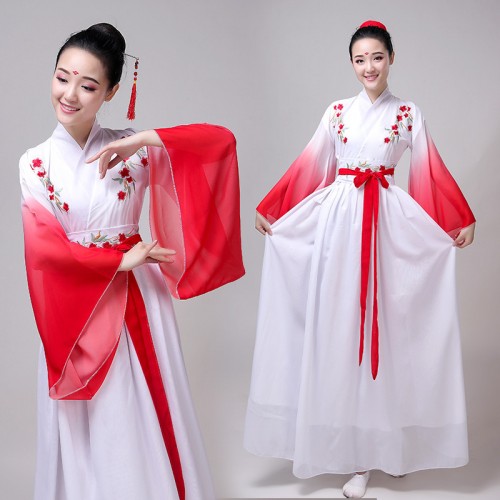 Women's chinese ancient film cosplay hanfu fairy princess dresses umbrella fan dance stage performance dresses